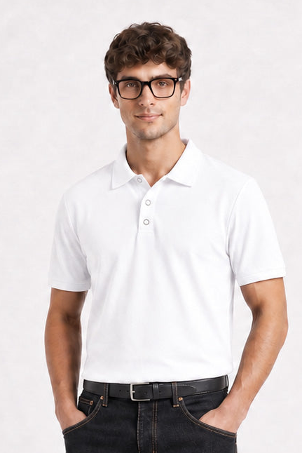 Portofino White Collared Neck Polo T-Shirt for Men