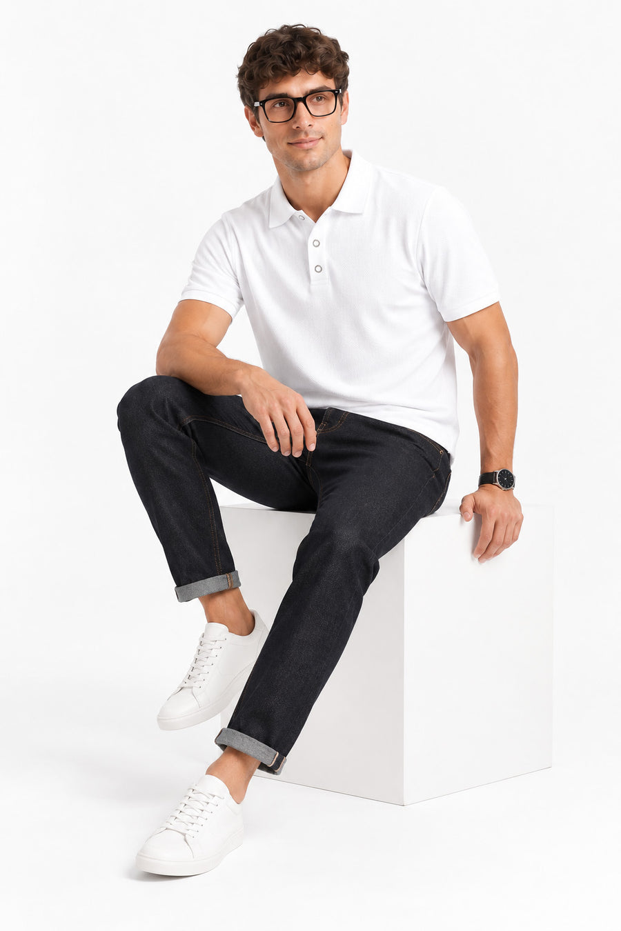 Portofino White Collared Neck Polo T-Shirt for Men