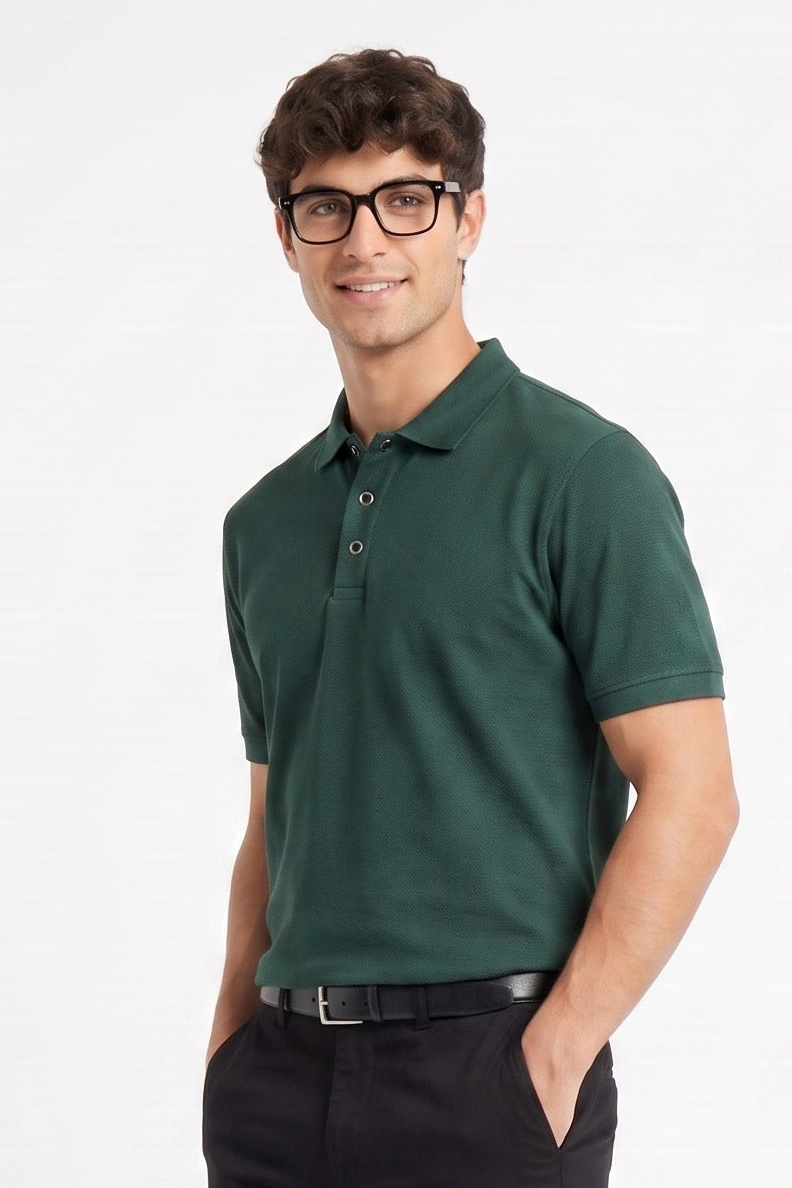 Amalfi Dark Green Collared Neck Polo T-Shirt for Men