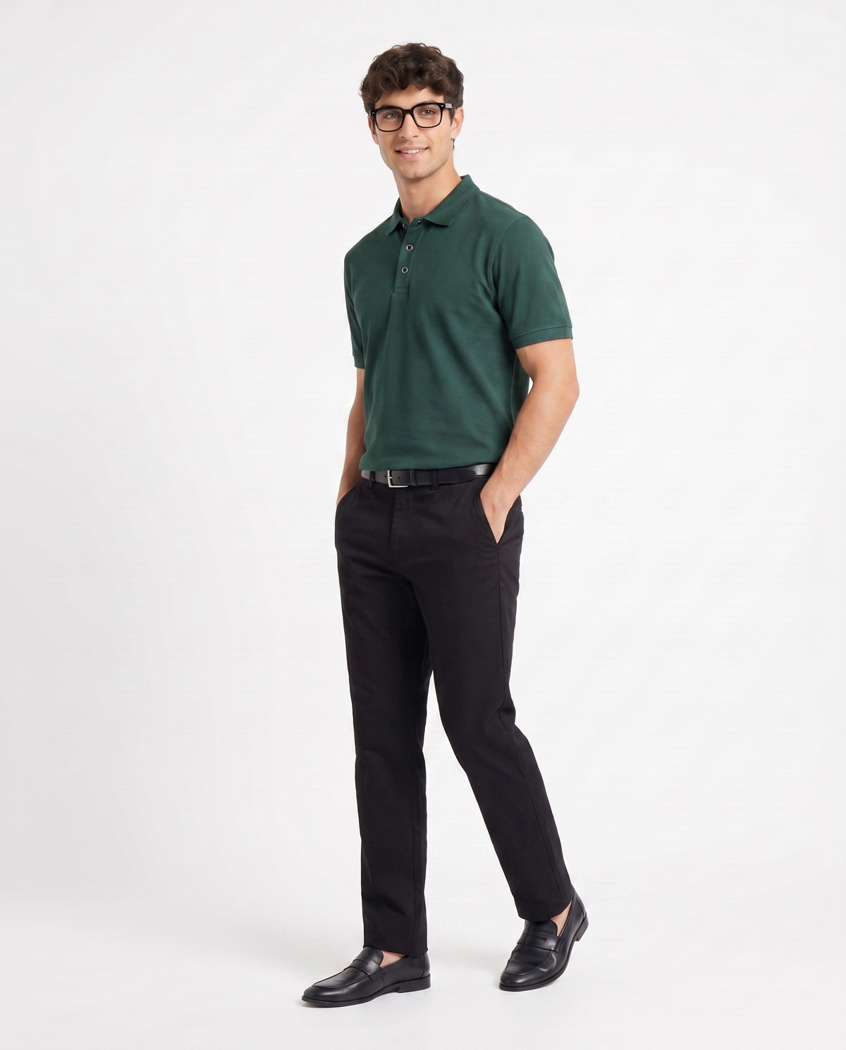 Amalfi Dark Green Collared Neck Polo T-Shirt for Men