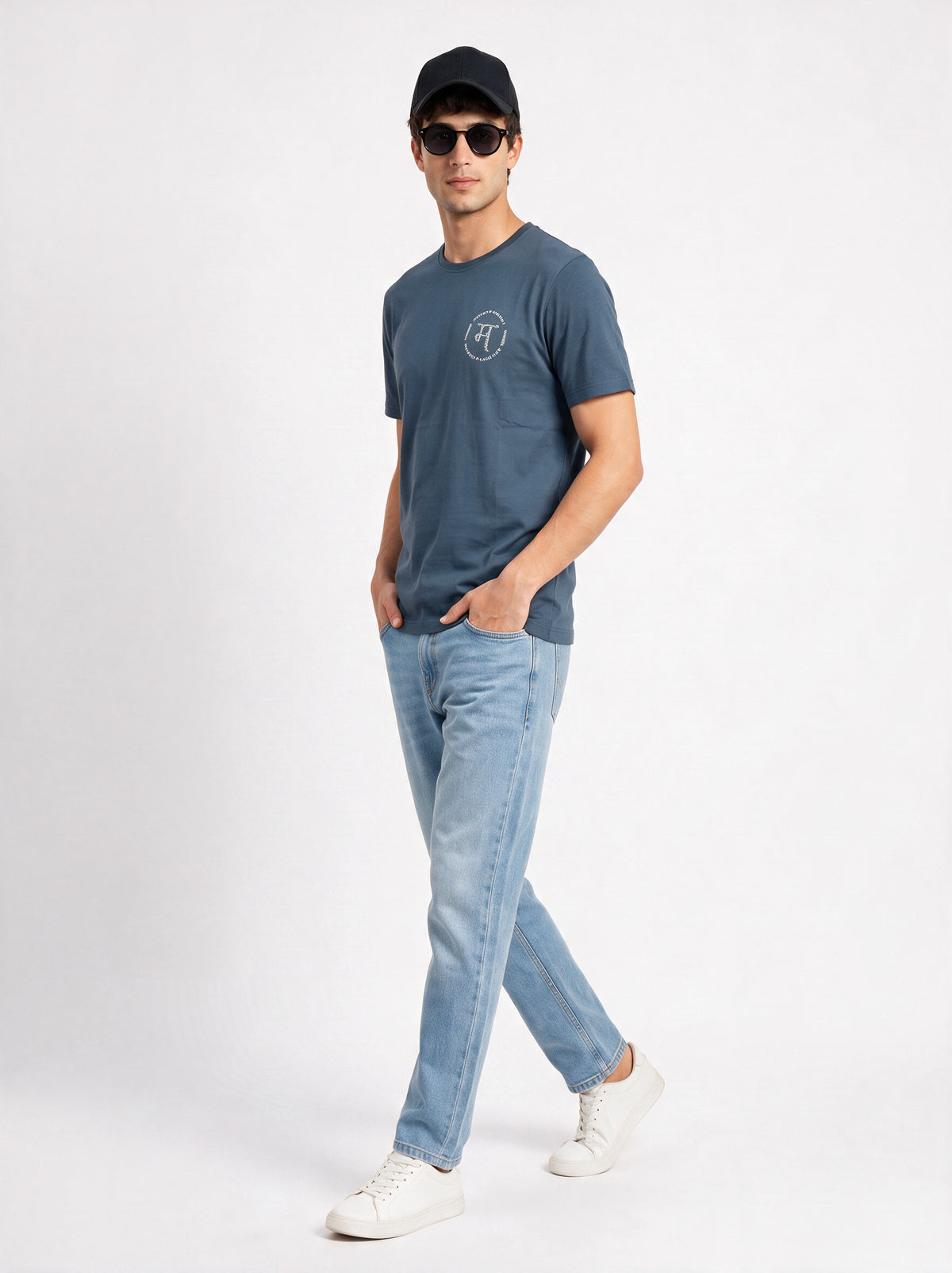 Modura Oslo navy printed t-shirt for men, view 6