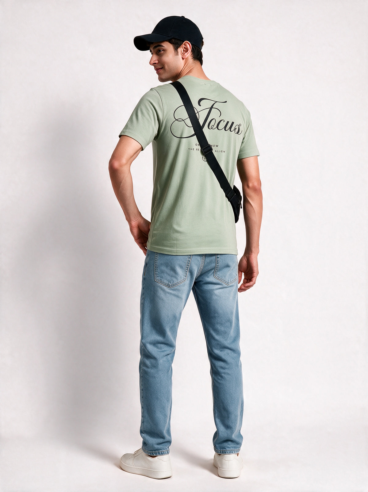 Modura Cairo light green back print t-shirt for men, view 9