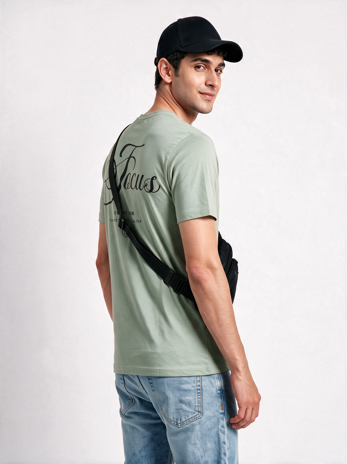 Modura Cairo light green back print t-shirt for men, view 8