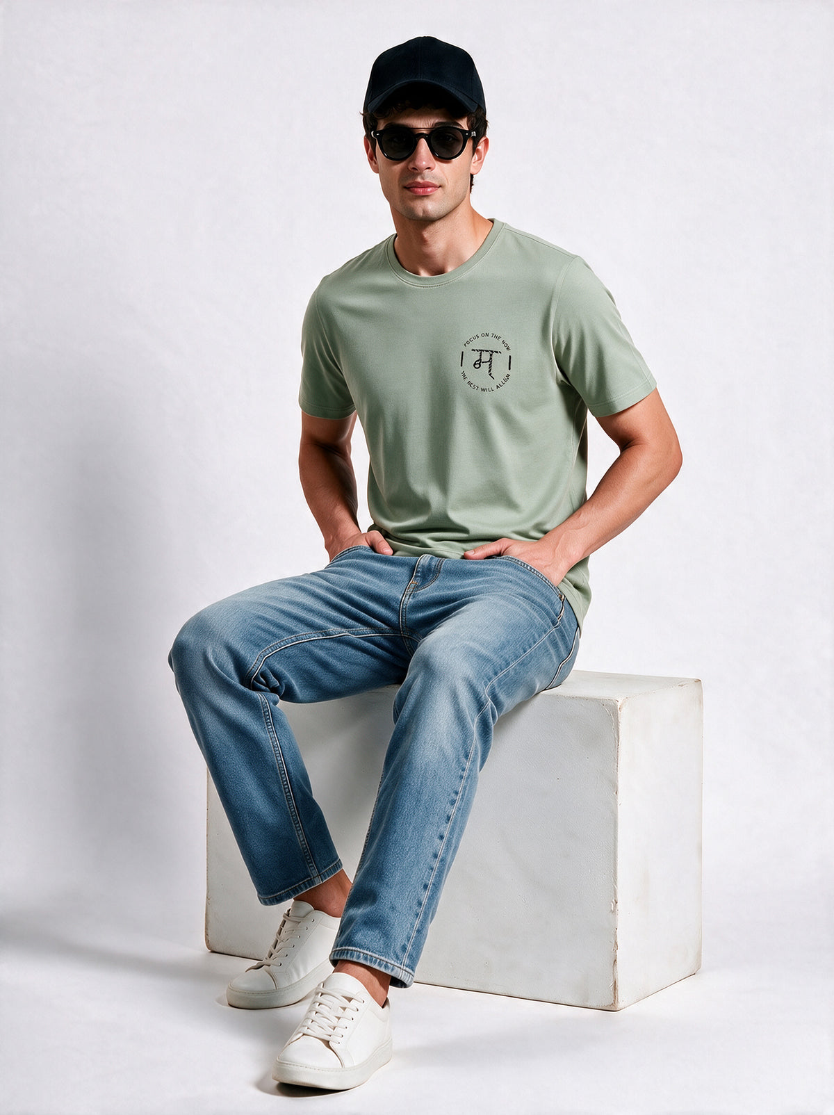 Modura Cairo light green back print t-shirt for men, view 10