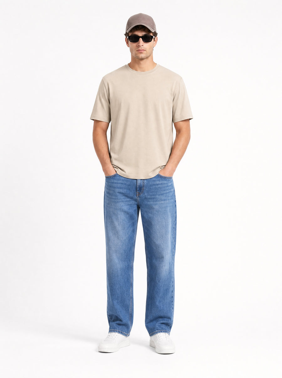 Modura Nairobi beige back print t-shirt for men, view 3