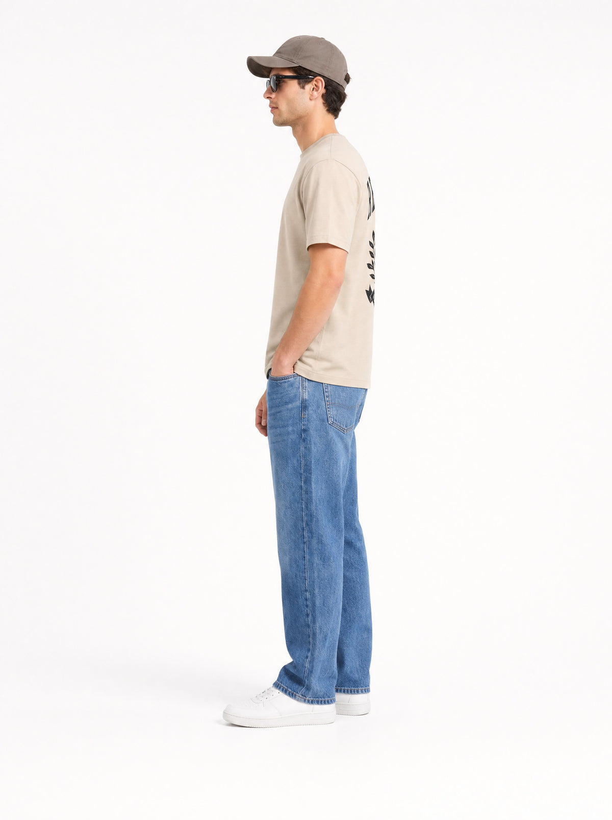 Modura Nairobi beige back print t-shirt for men, view 5