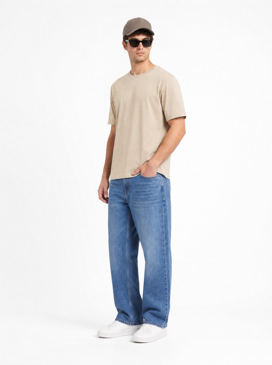 Modura Nairobi beige back print t-shirt for men, view 4