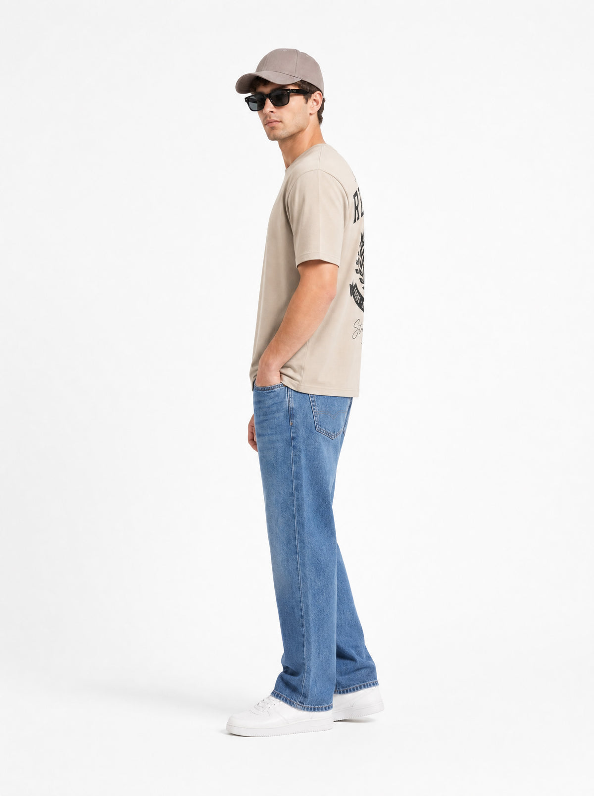 Modura Nairobi beige back print t-shirt for men, view 6