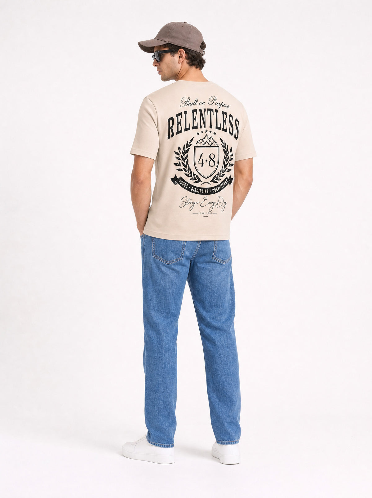 Modura Nairobi beige back print t-shirt for men, view 8