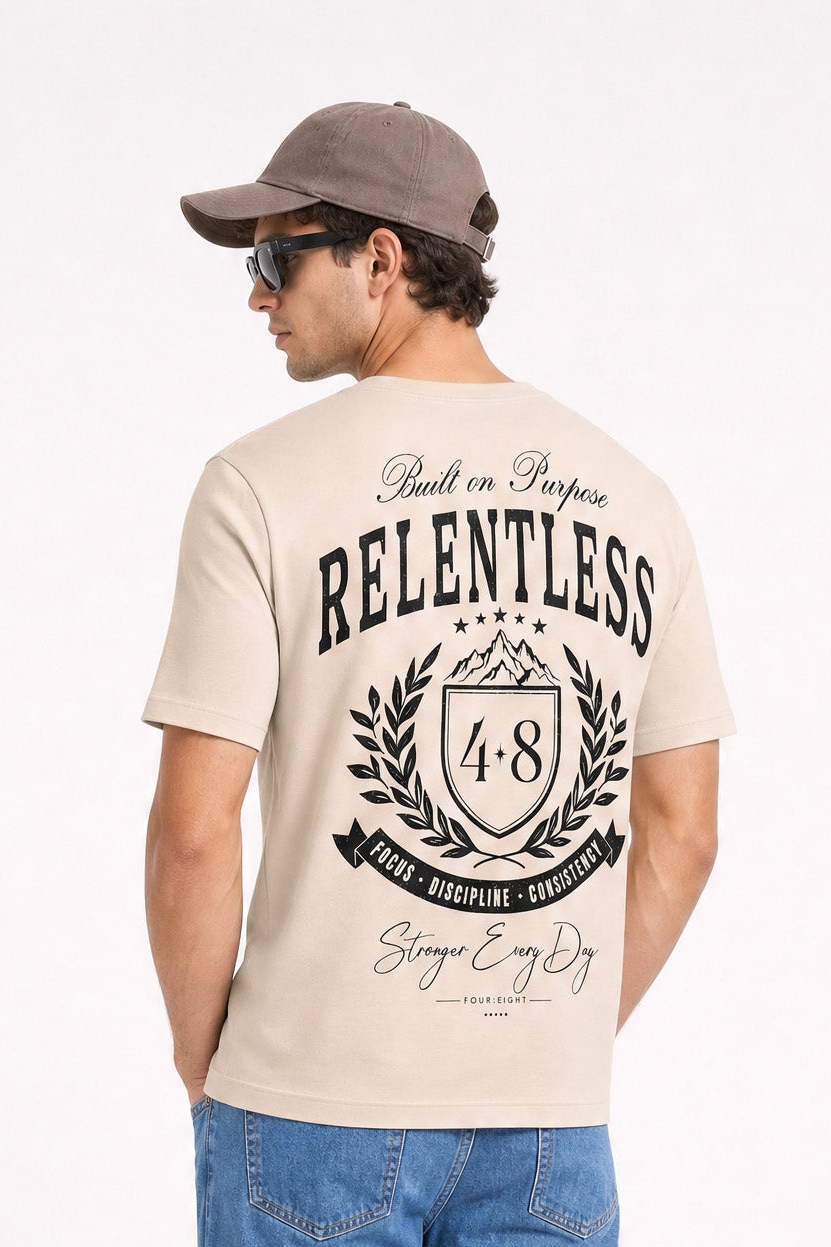 Modura Nairobi beige back print t-shirt for men, view 2