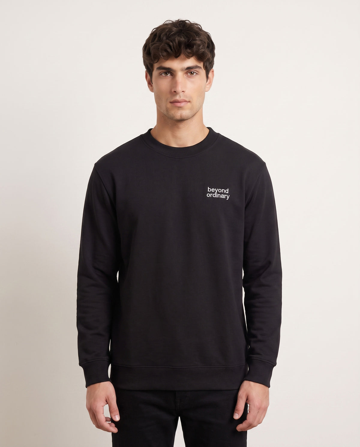 Lapland Black Round neck terry sweatshirt for Men