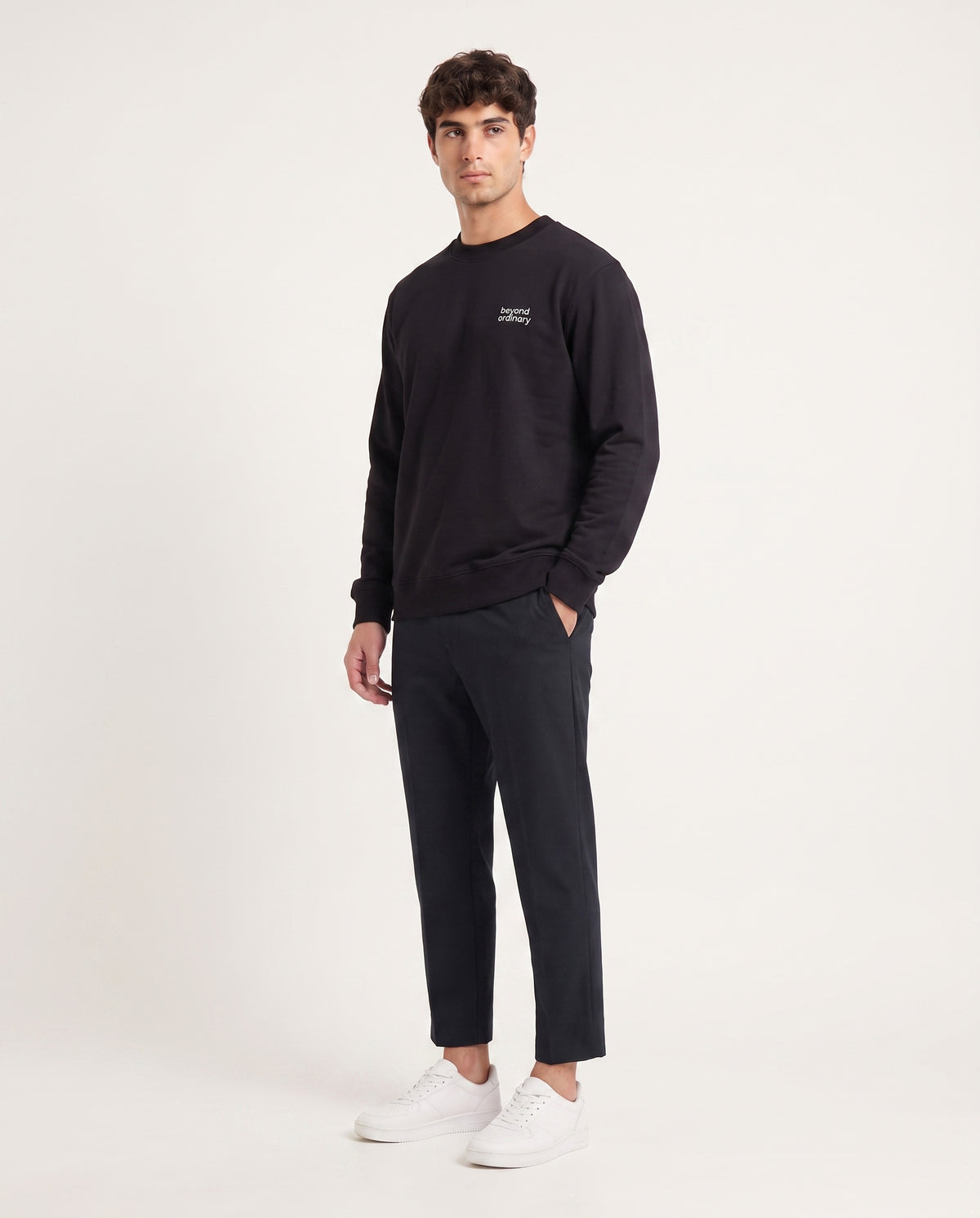 Lapland Black Round neck terry sweatshirt for Men