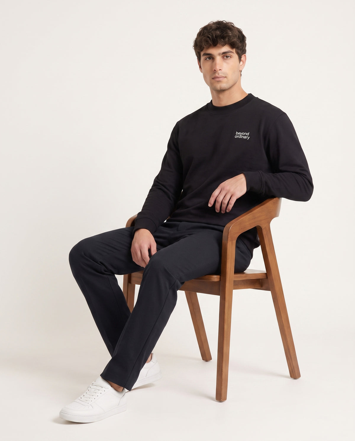 Lapland Black Round neck terry sweatshirt for Men
