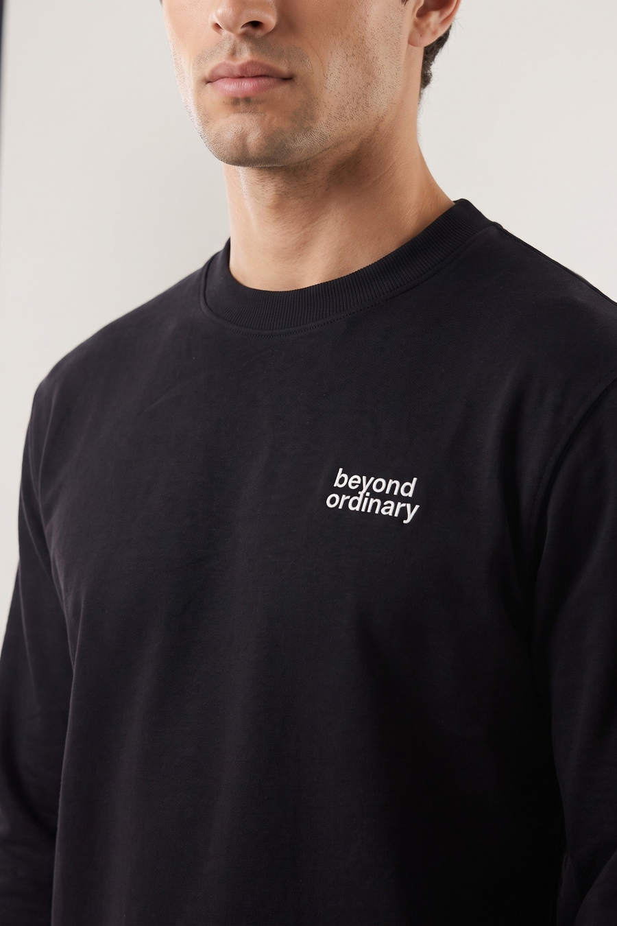 Lapland Black Round neck terry sweatshirt for Men