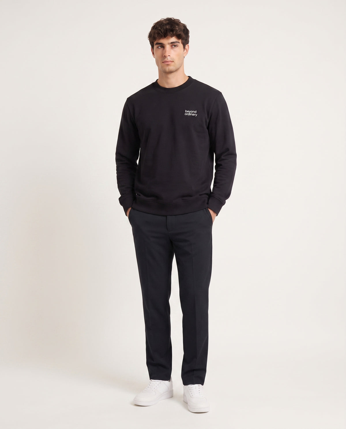 Lapland Black Round neck terry sweatshirt for Men