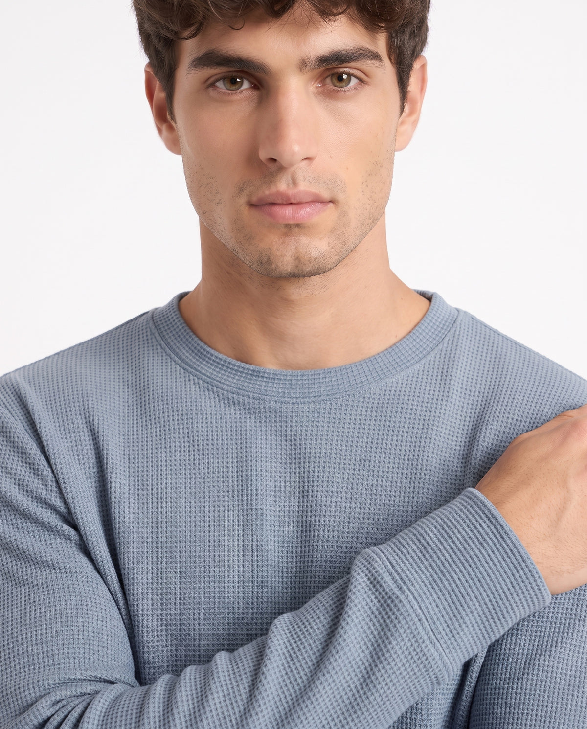 Aspen Blue Round neck structured fabric Sweatshirt for Men