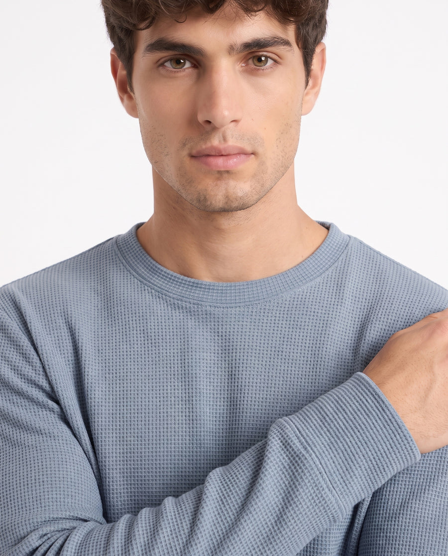 Aspen Blue Round neck structured fabric Sweatshirt for Men