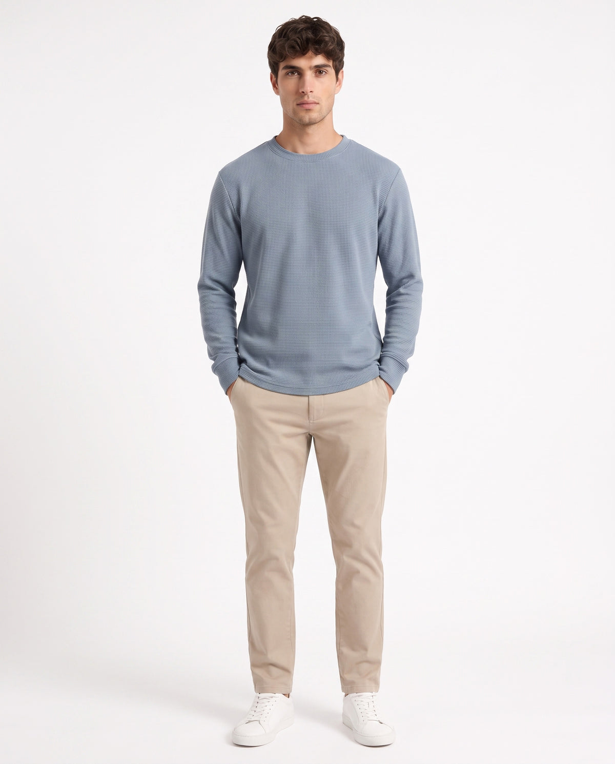 Aspen Blue Round neck structured fabric Sweatshirt for Men