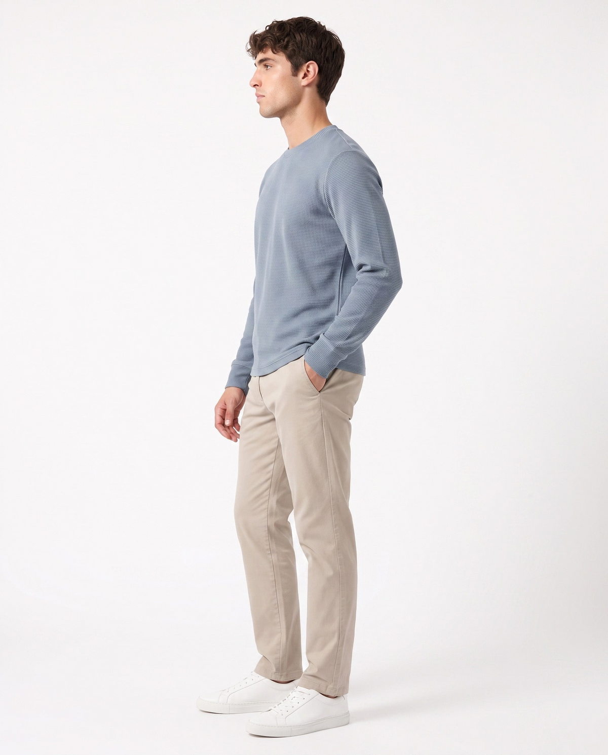 Aspen Blue Round neck structured fabric Sweatshirt for Men