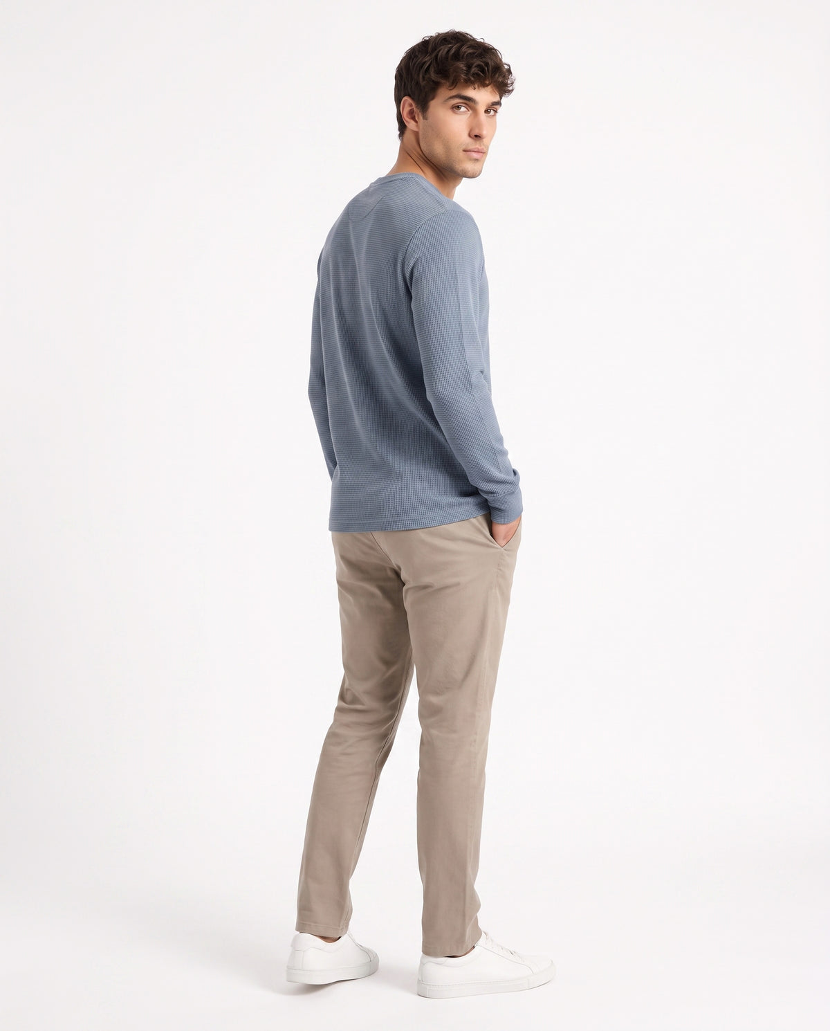 Aspen Blue Round neck structured fabric Sweatshirt for Men