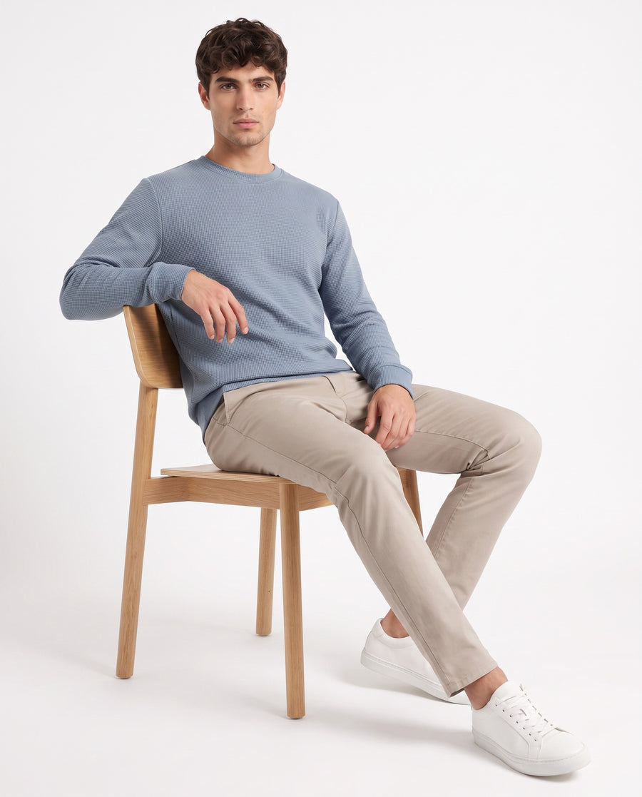 Aspen Blue Round neck structured fabric Sweatshirt for Men