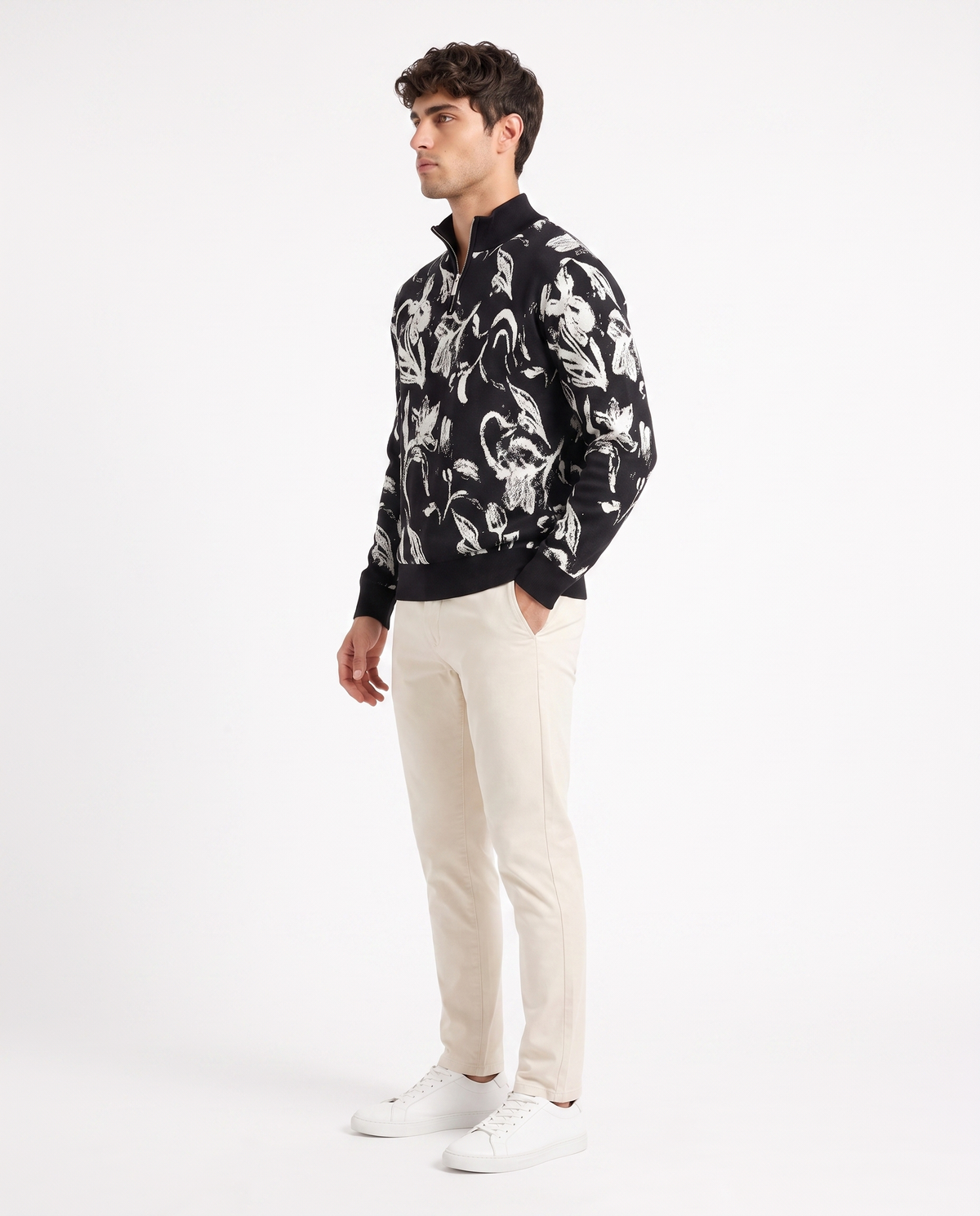 Modura Hokkaido black jacquard sweatshirt for men, view 3