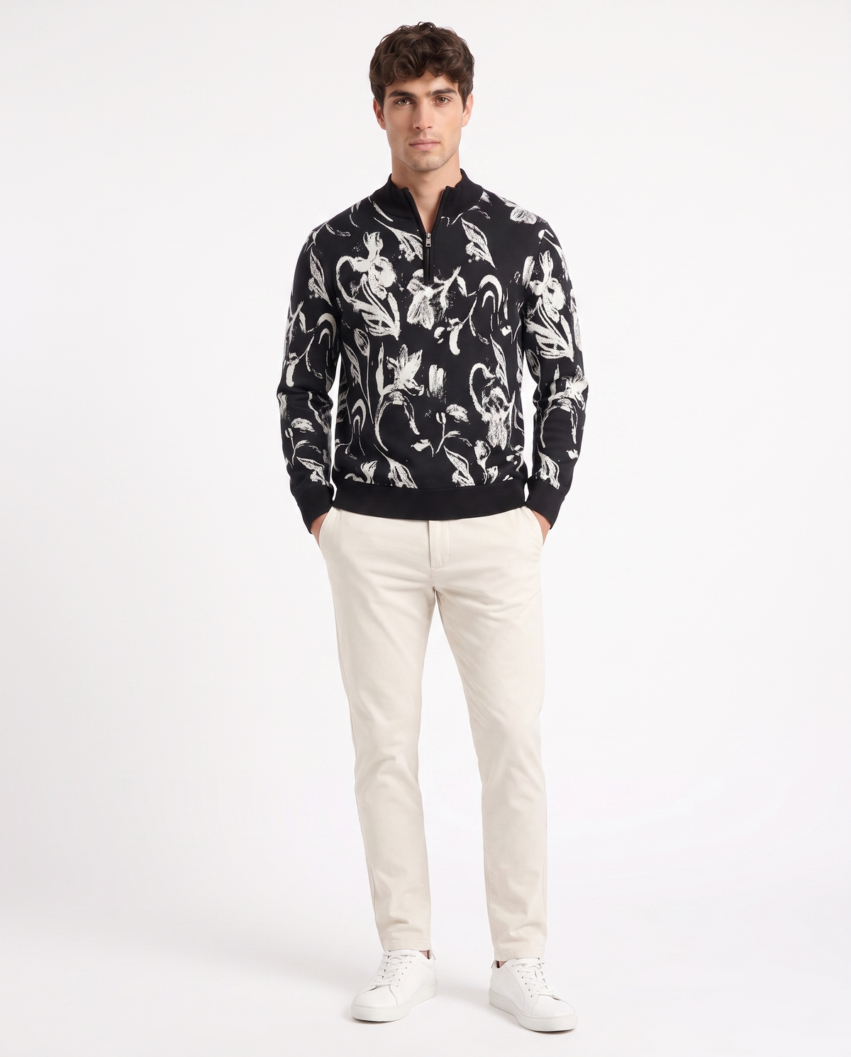Modura Hokkaido black jacquard sweatshirt for men, view 2