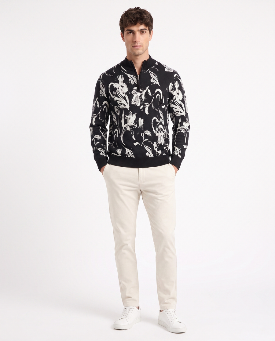 Modura Hokkaido black jacquard sweatshirt for men, view 2