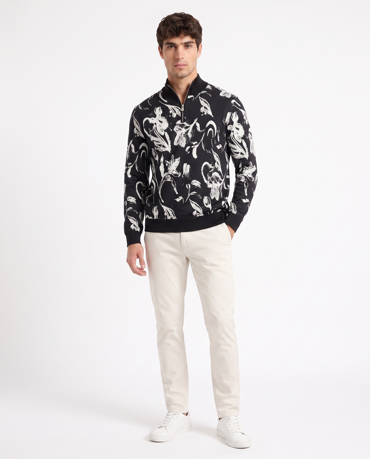Modura Hokkaido black jacquard sweatshirt for men, view 4