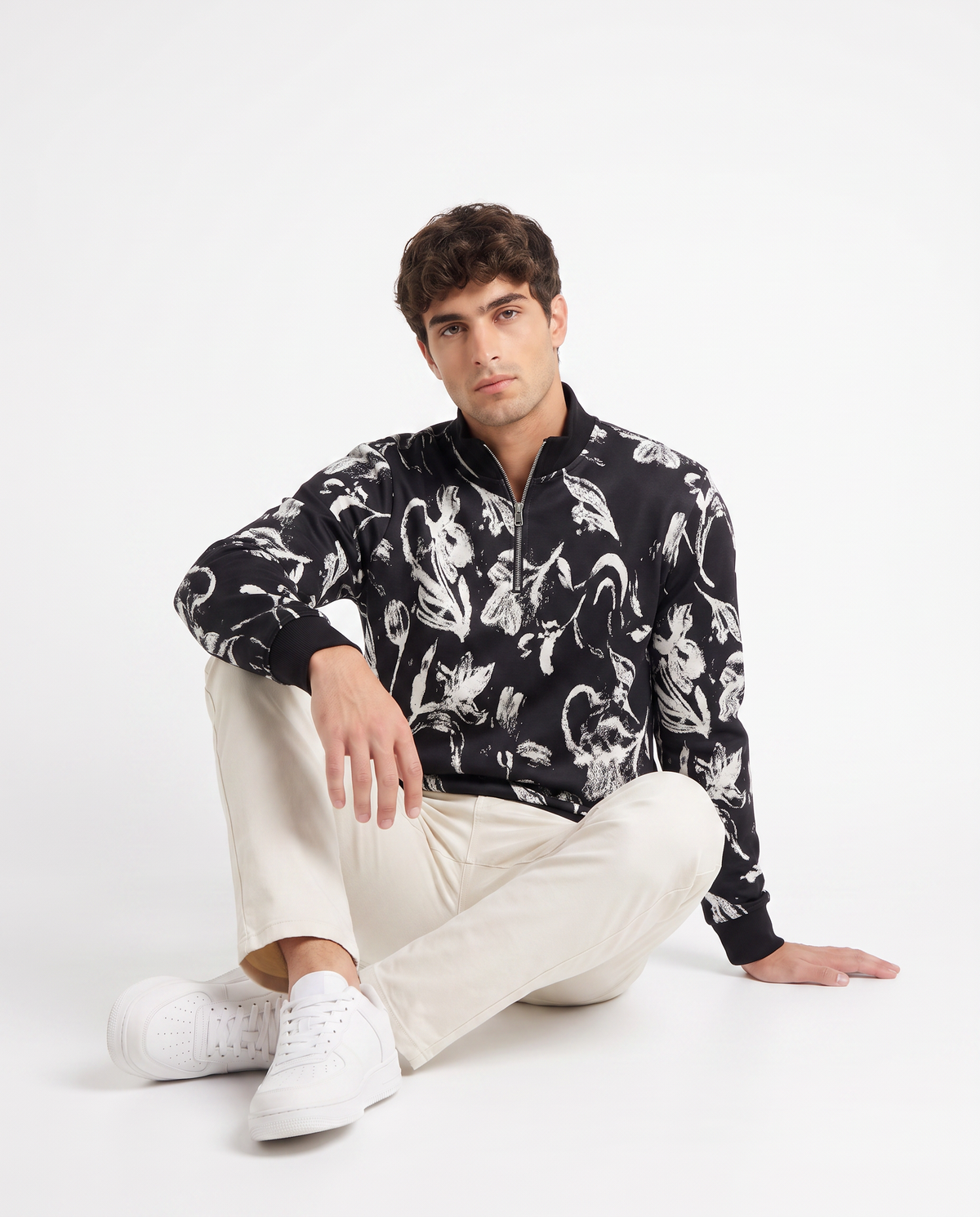 Modura Hokkaido black jacquard sweatshirt for men, view 6