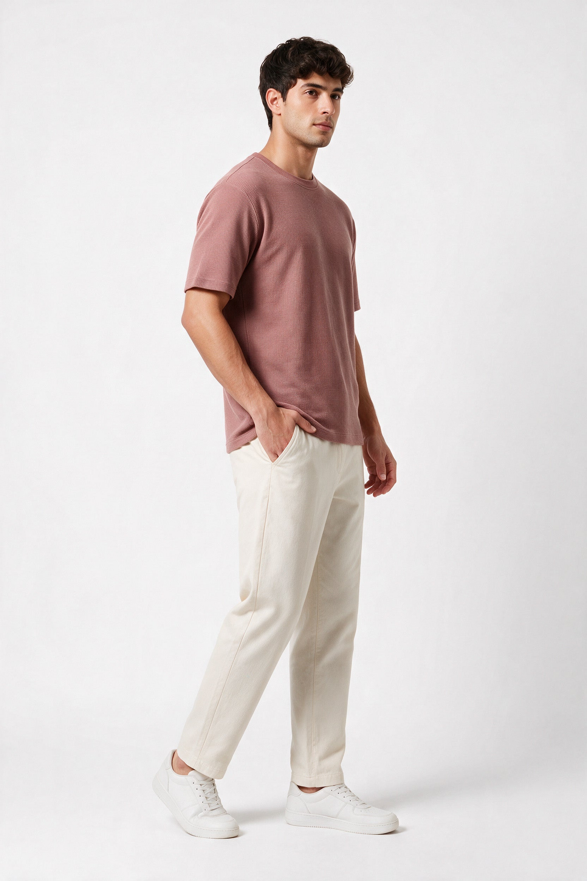 Lima Pink Round Neck T-Shirt for Men