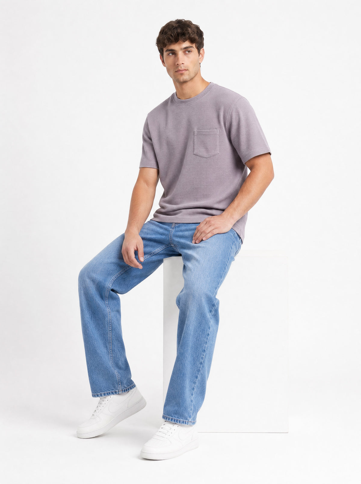 Modura Seville purple textured t-shirt for men, view 9