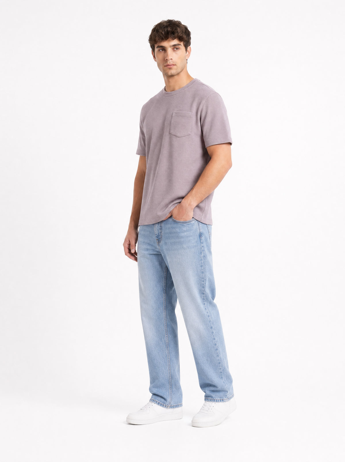 Modura Seville purple textured t-shirt for men, view 8