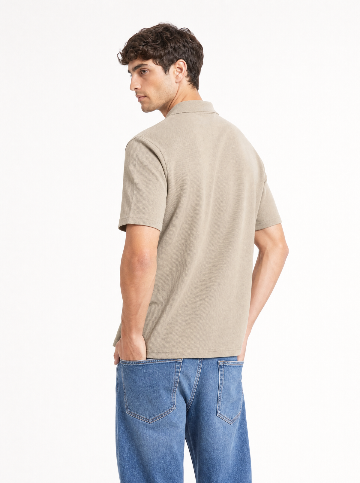 Modura Sorrento ecru polo t-shirt for men, view 3