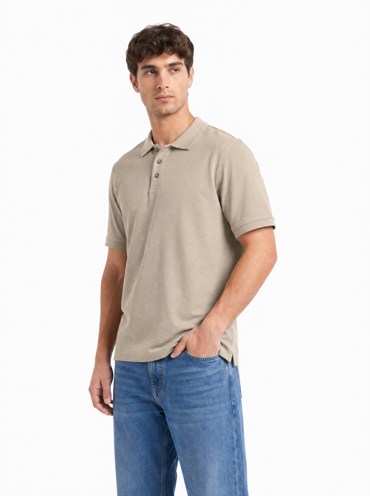 Modura Sorrento ecru polo t-shirt for men, view 5