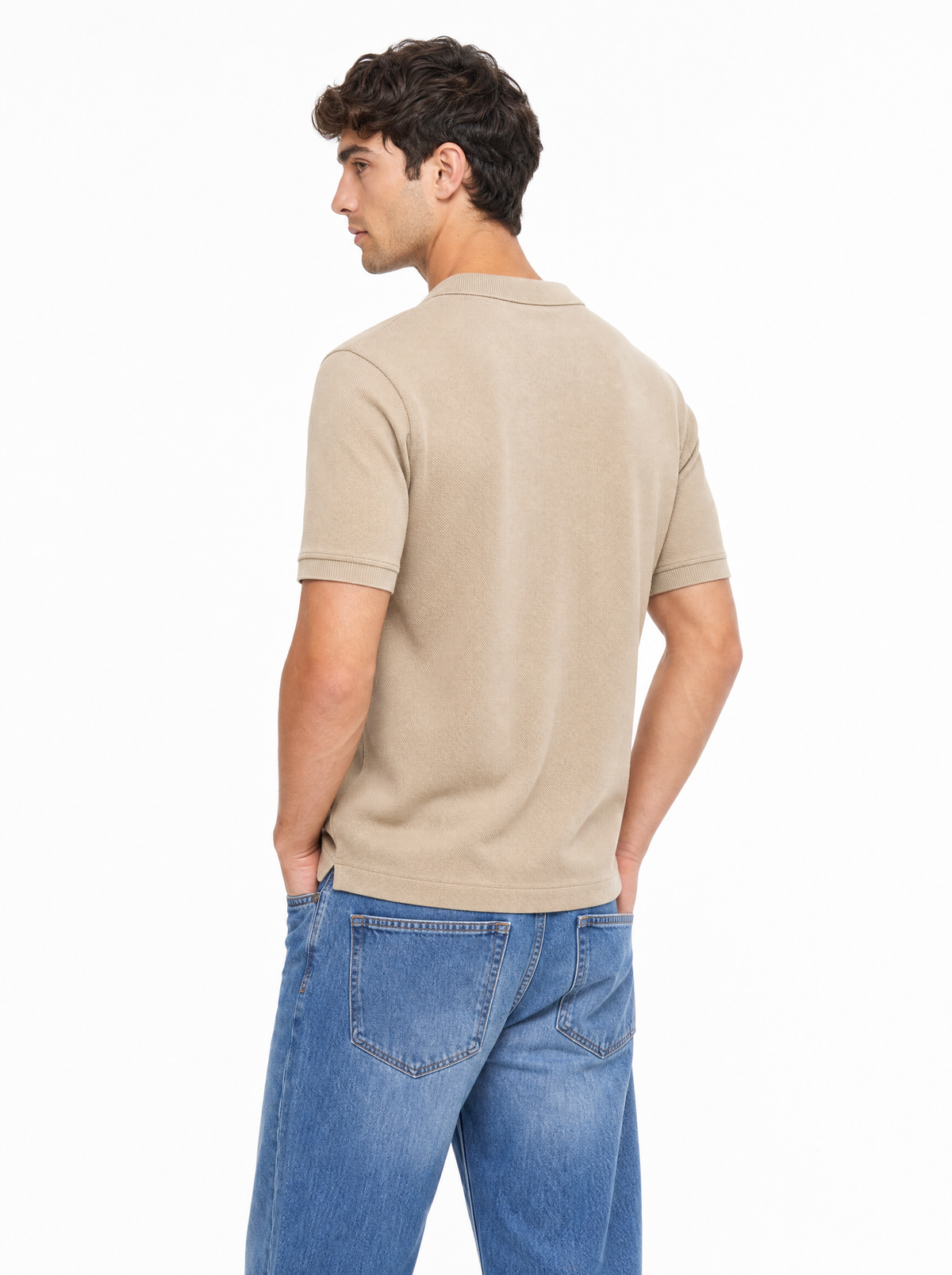 Modura Sorrento ecru polo t-shirt for men, view 7