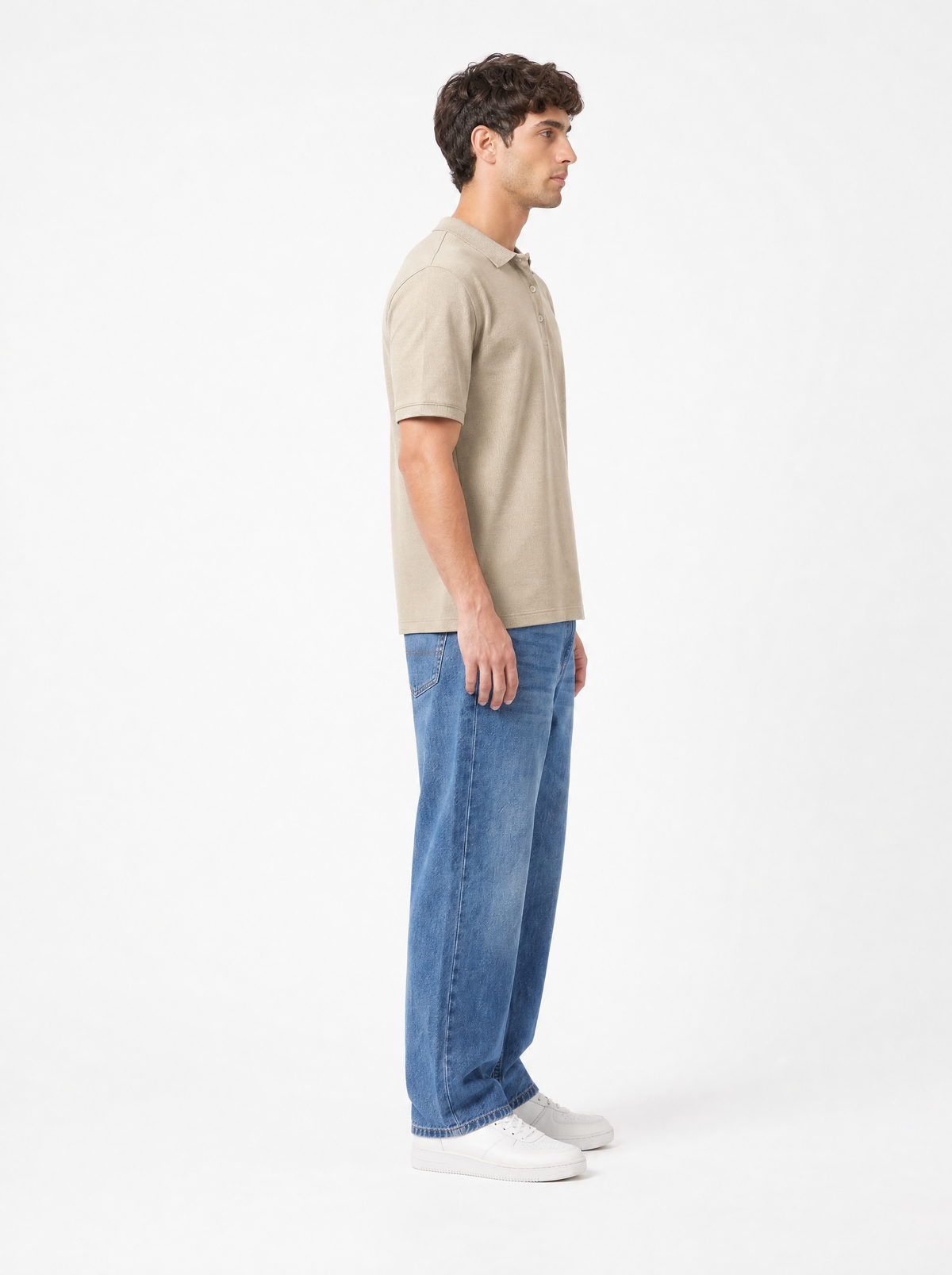 Sorrento Ecru Collared Neck Polo T-Shirt for Men