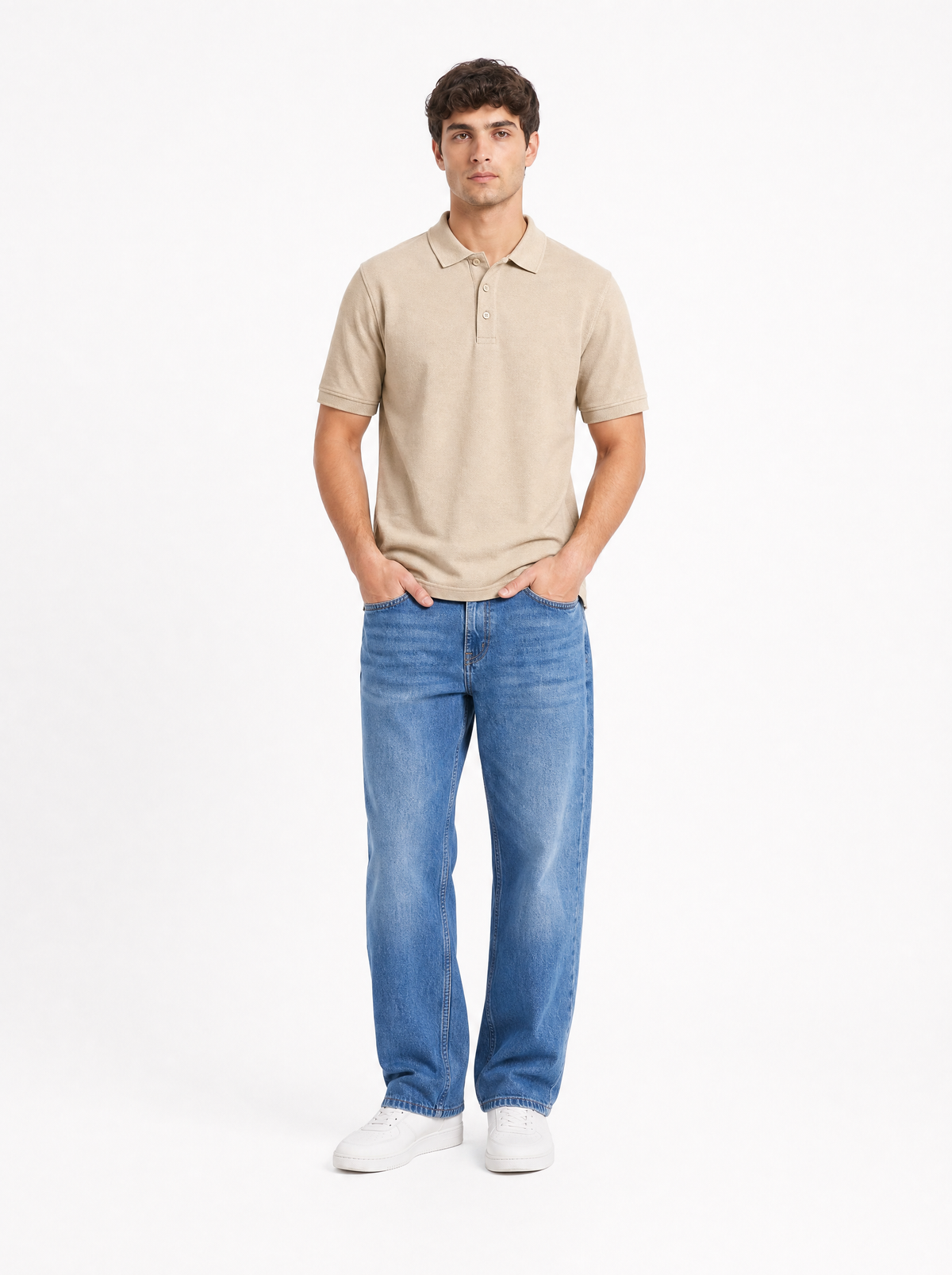 Modura Sorrento ecru polo t-shirt for men, view 10