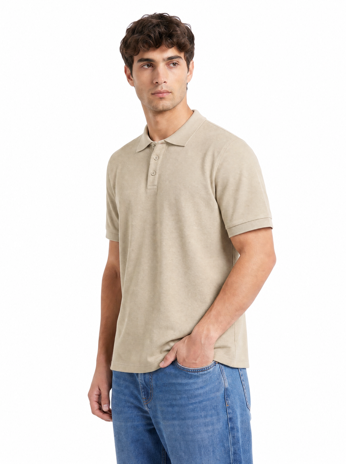 Modura Sorrento ecru polo t-shirt for men, view 8