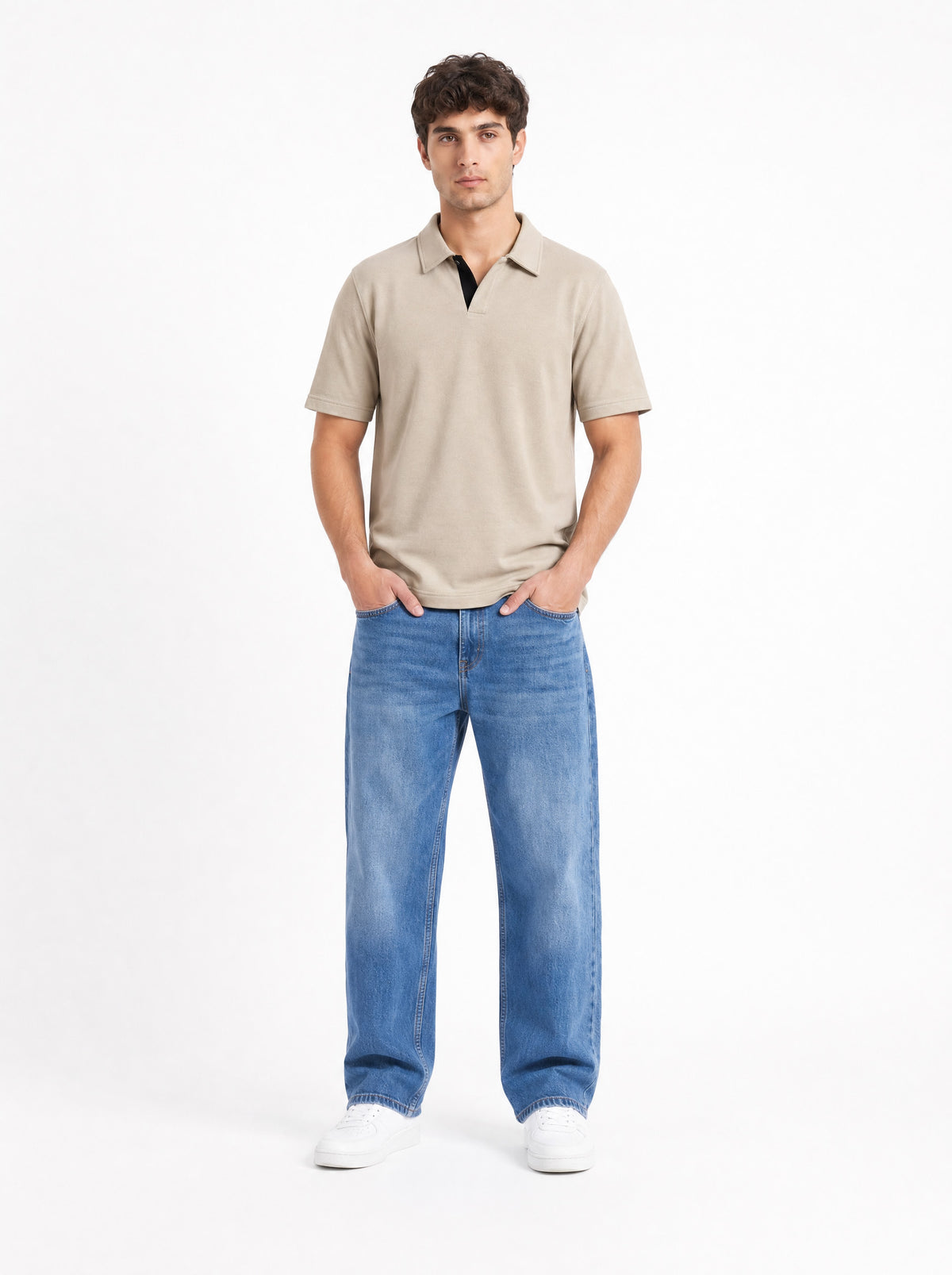 Tangier Beige Collared Neck Polo T-Shirt for Men