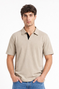 Tangier Beige Collared Neck Polo T-Shirt for Men