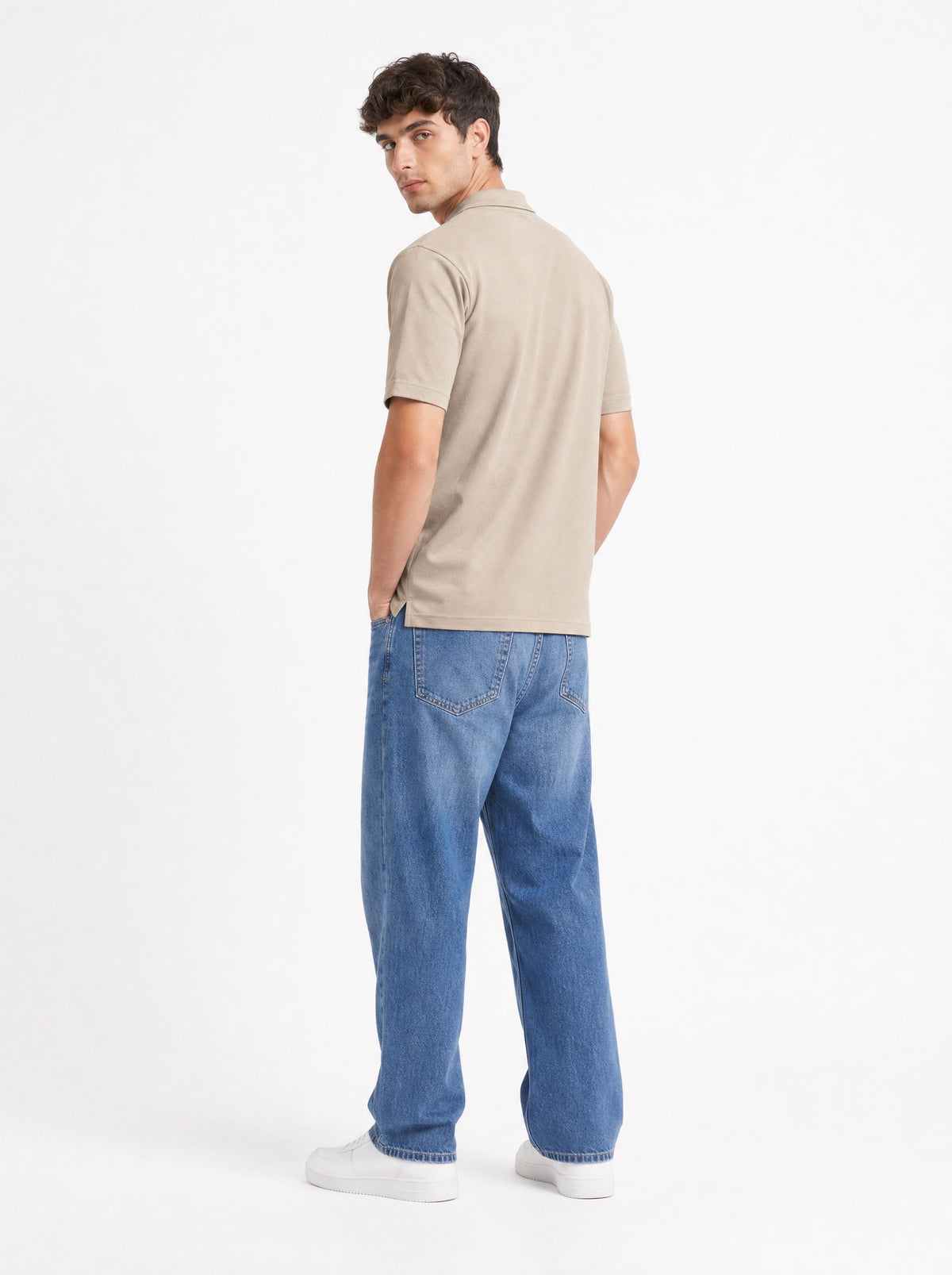 Tangier Beige Collared Neck Polo T-Shirt for Men