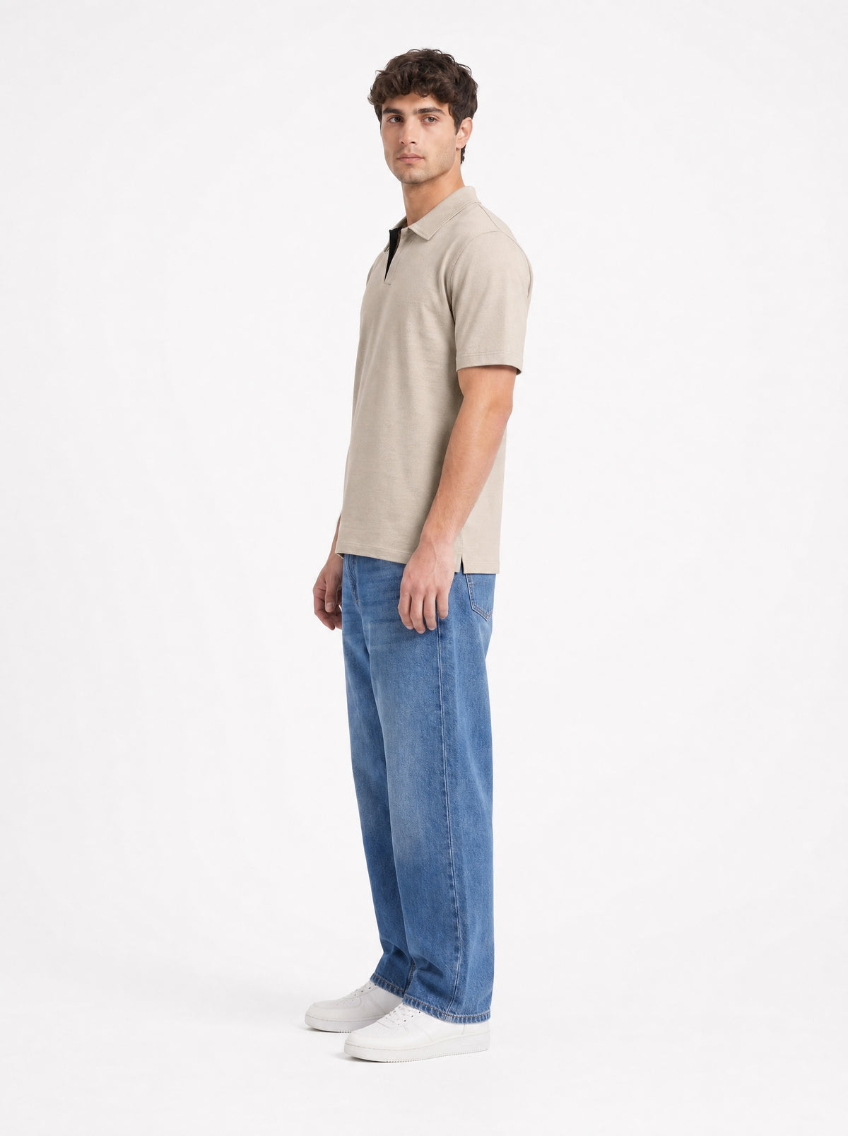 Tangier Beige Collared Neck Polo T-Shirt for Men
