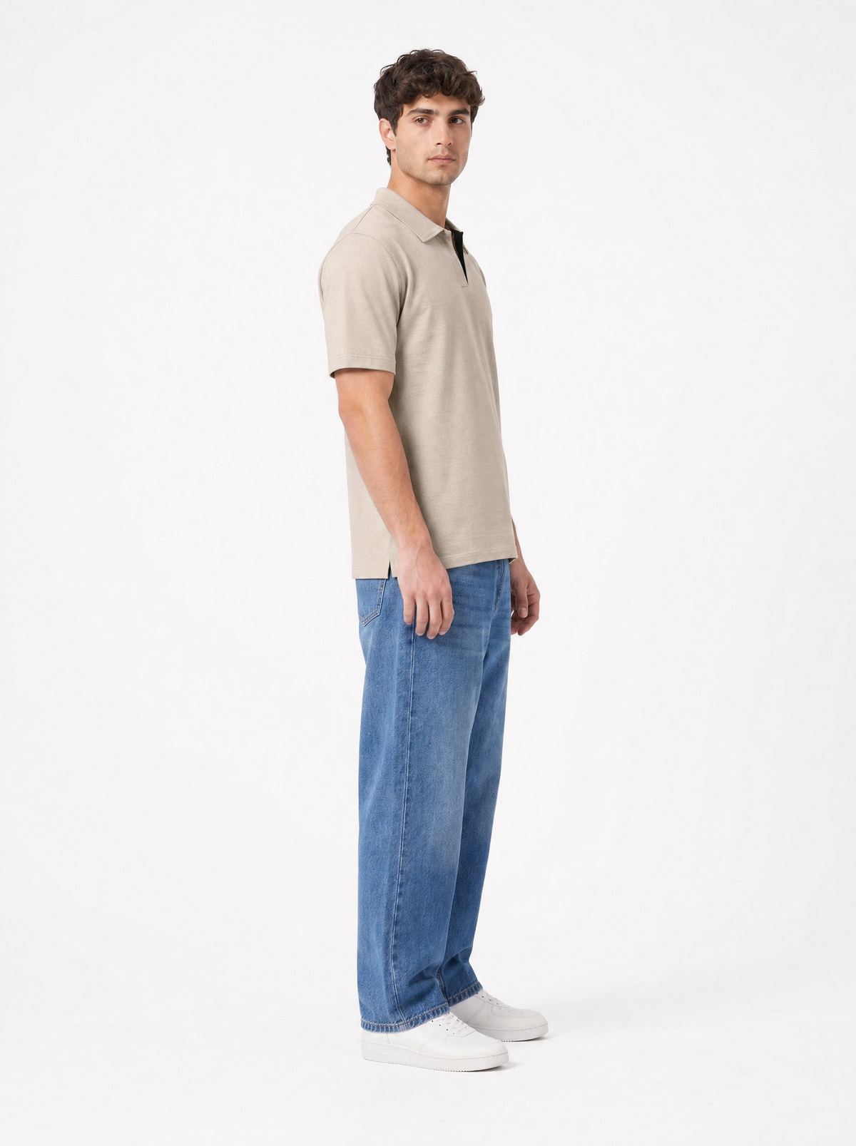 Tangier Beige Collared Neck Polo T-Shirt for Men