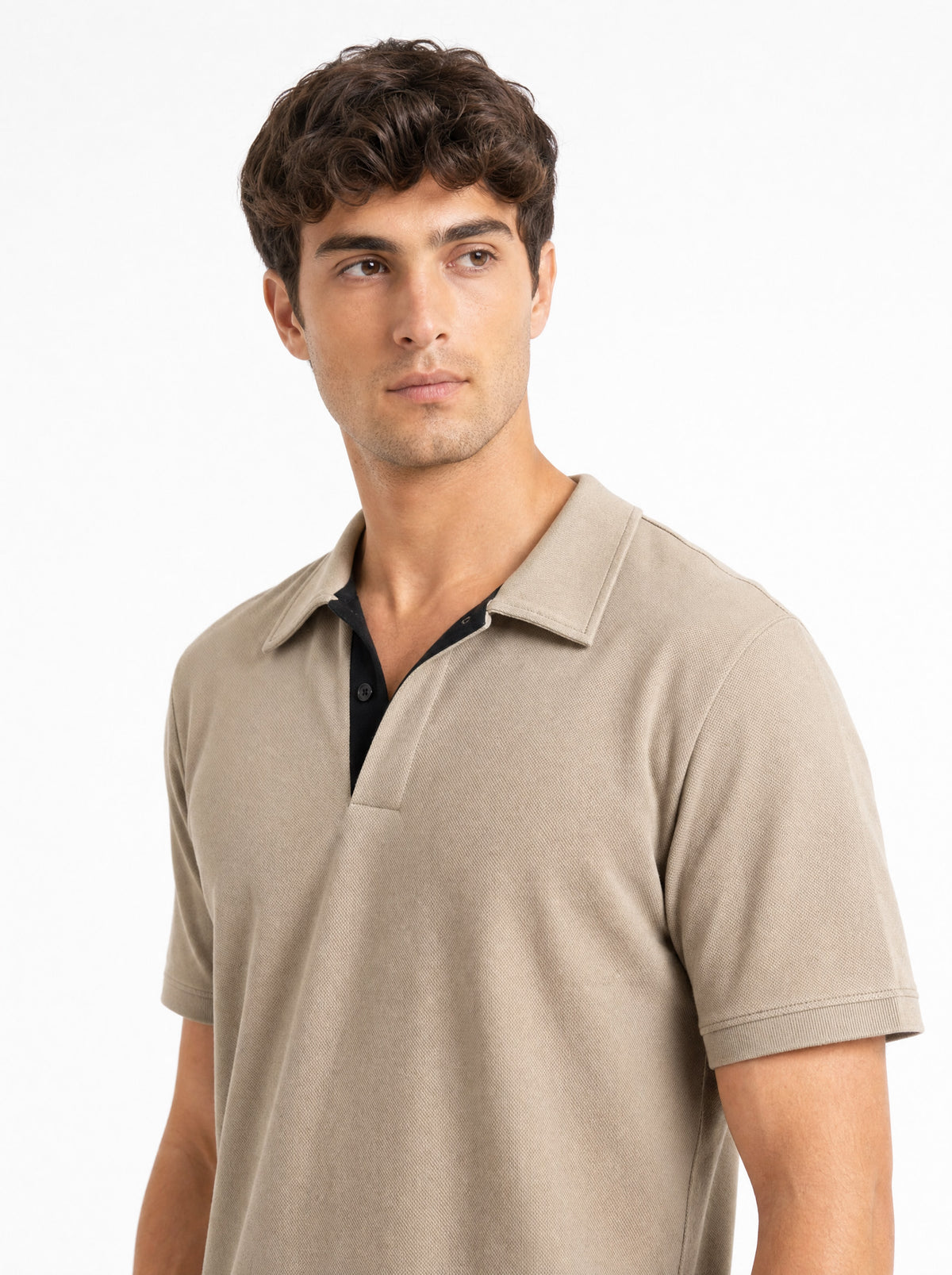 Tangier Beige Collared Neck Polo T-Shirt for Men