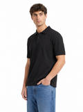 Monaco Black Collared Neck Polo T-Shirt for Men