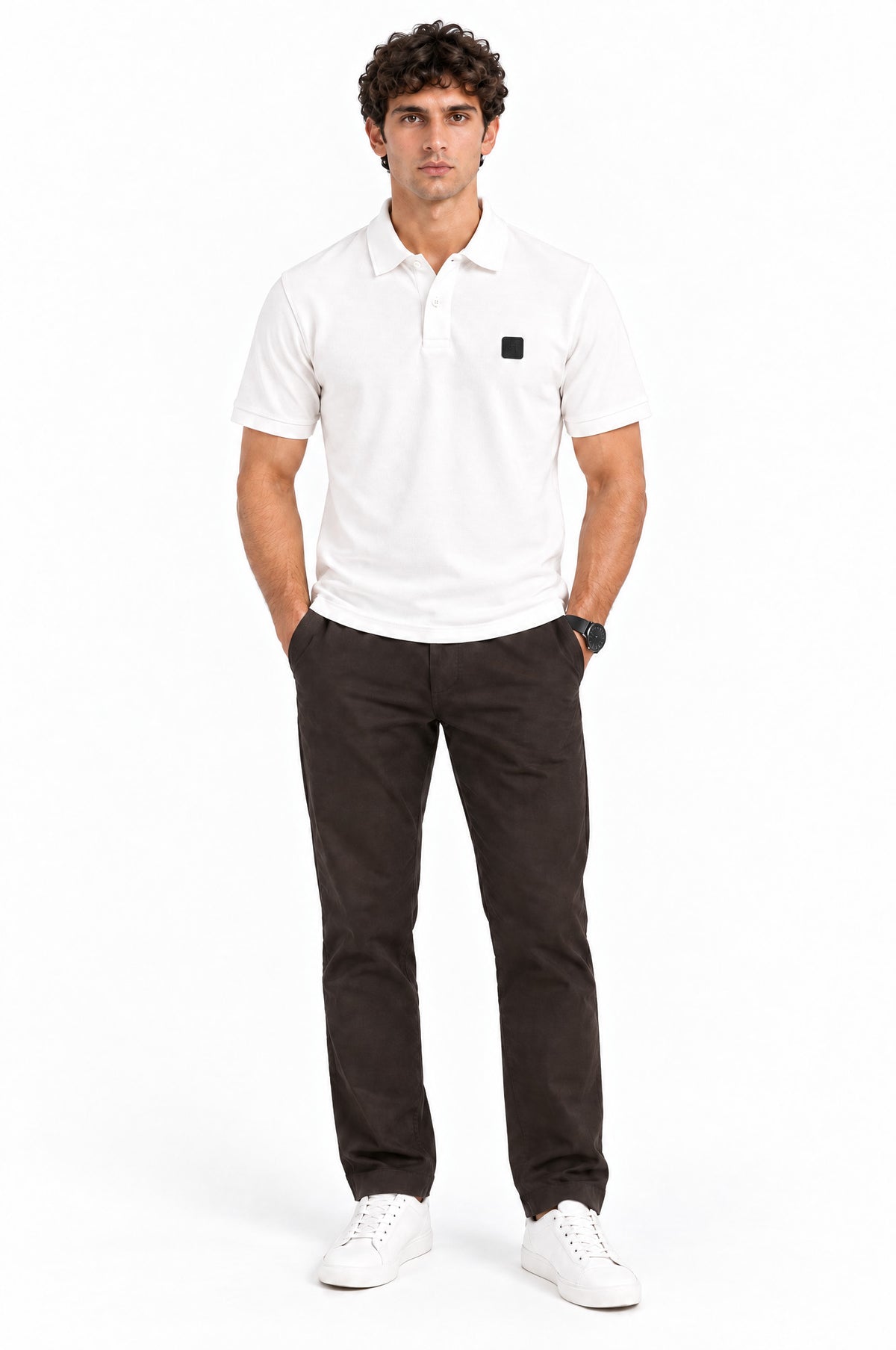 Mykonos Off-White Collared Neck Polo T-Shirt for Men