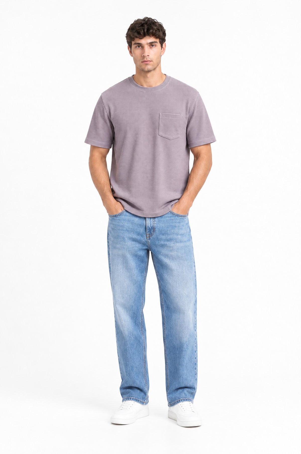 Modura Seville purple textured t-shirt for men, view 2