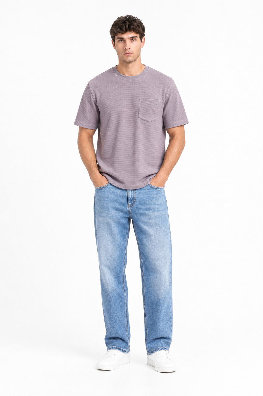 Modura Seville purple textured t-shirt for men, view 2