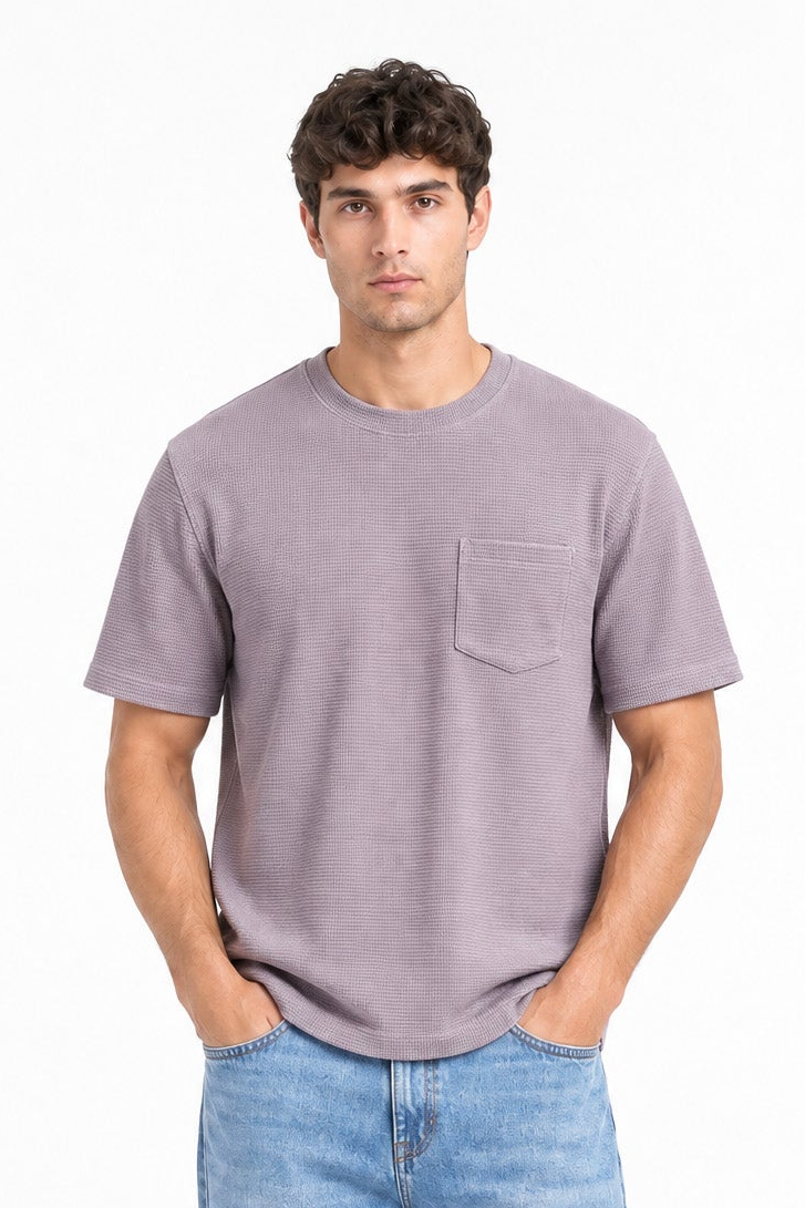 Modura Seville purple textured t-shirt for men, view 3